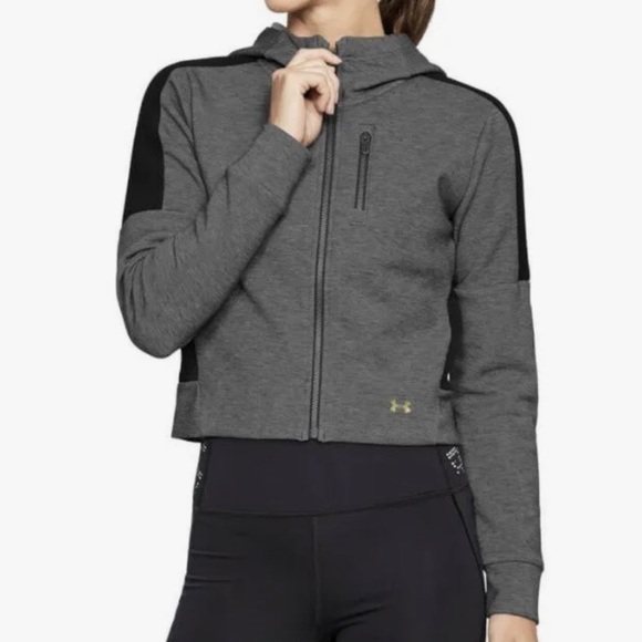 Under Armour Jackets & Blazers - Under Armour Perpetual Spacer Cropped Full Zip Athletic Jacket Gray Black